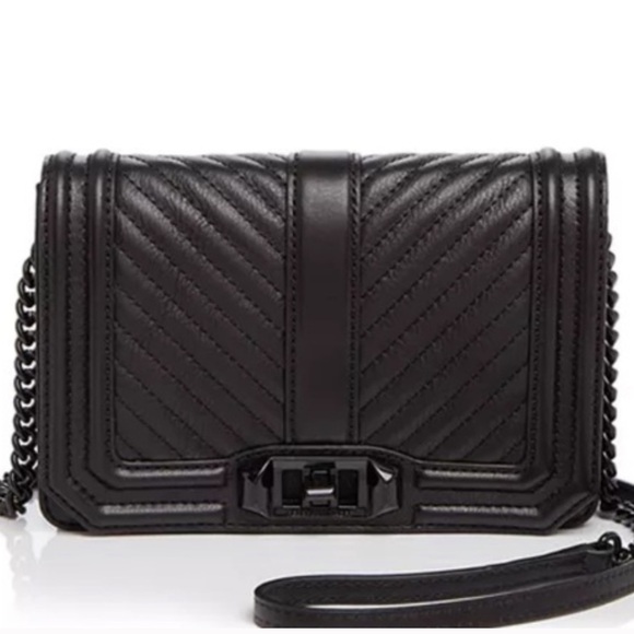 Rebecca Minkoff Handbags - Rebecca Minkoff Chevron Quilted Small Love crossbody bag in black leather